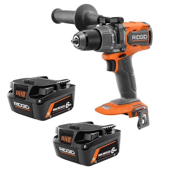18V 6.0 Ah MAX Output Lithium-Ion Batteries (2-Pack) with 18V Brushless Cordless High Torque Hammer Drill
