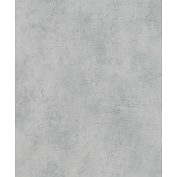 The Loft Collection Silver Concrete Effect Matte Finish Vinyl on Non-Woven Non-Pasted Wallpaper Roll