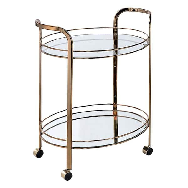 Benjara Contemporary Champagne Serving Cart BM123881 - The Home Depot