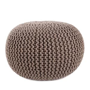 Asilah Solid Dark Taupe 20 in. x 20 in. x 14 In. Indoor/Outdoor Round Pouf