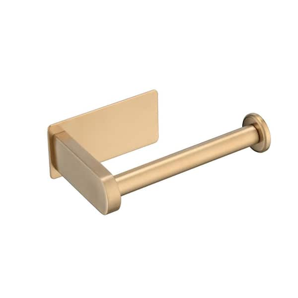 Flynama Wall-Mount Single Post Toilet Paper Holder Stainless Steel Adhesive  Toilet Roll Holder no Drilling in Brushed Gold JX-219112864 - The Home Depot