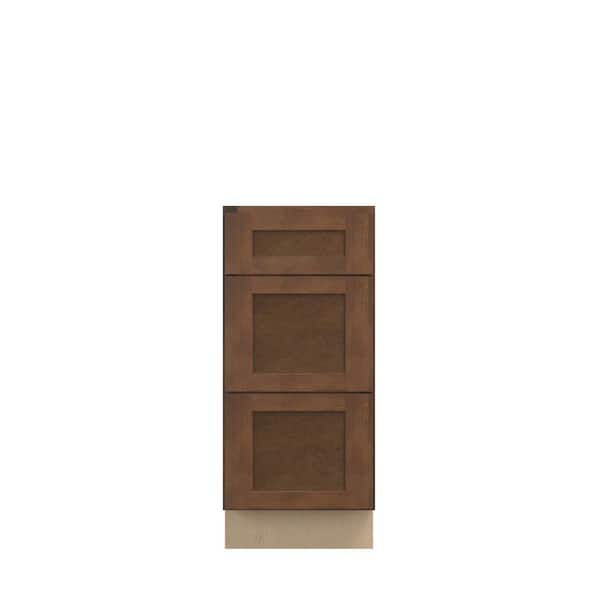Amherst Shaker 15 in. W x 34.5 in. H x 21 in. D in Walnut Plywood Assembled Bath Drawer Base Cabinet