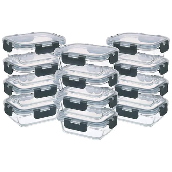 12-Pack Small Glass Food Storage Containers Set Airtight Leak-Proof Microwave Dishwasher Safe BPA-Free Grey
