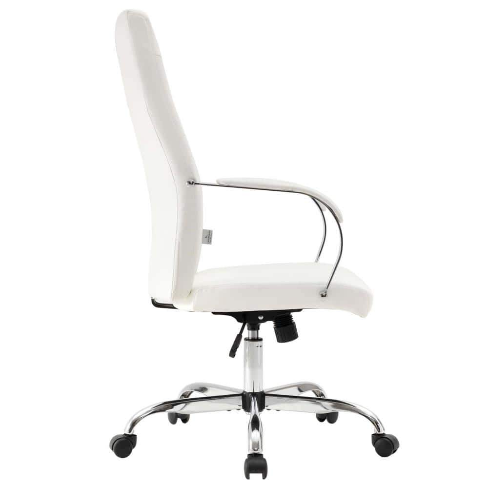 White High-Back Leather Executive Swivel Office Chair