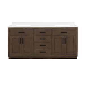 Bailey 72 in. W x 22 in. D x 34 in. H Double Sink Bath Vanity in Almond Latte with White Quartz Top