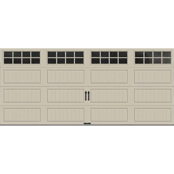 Clopay Gallery Steel Long Panel 16 ft x 7 ft Insulated 6.5 R-Value  Desert Tan Garage Door with SQ24 Windows