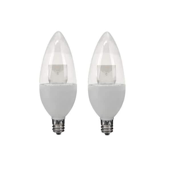 TCP 25W Equivalent Soft White (2700K) Blunt Tip Candelabra Deco LED Light Bulb (2-Pack)