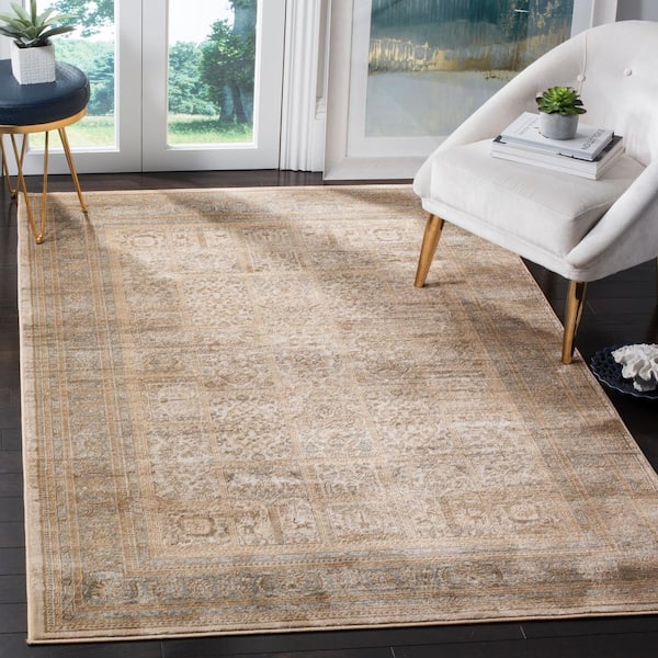 Vintage Ivory/Light Blue 7 ft. x 7 ft. Square Distressed Antique Area Rug