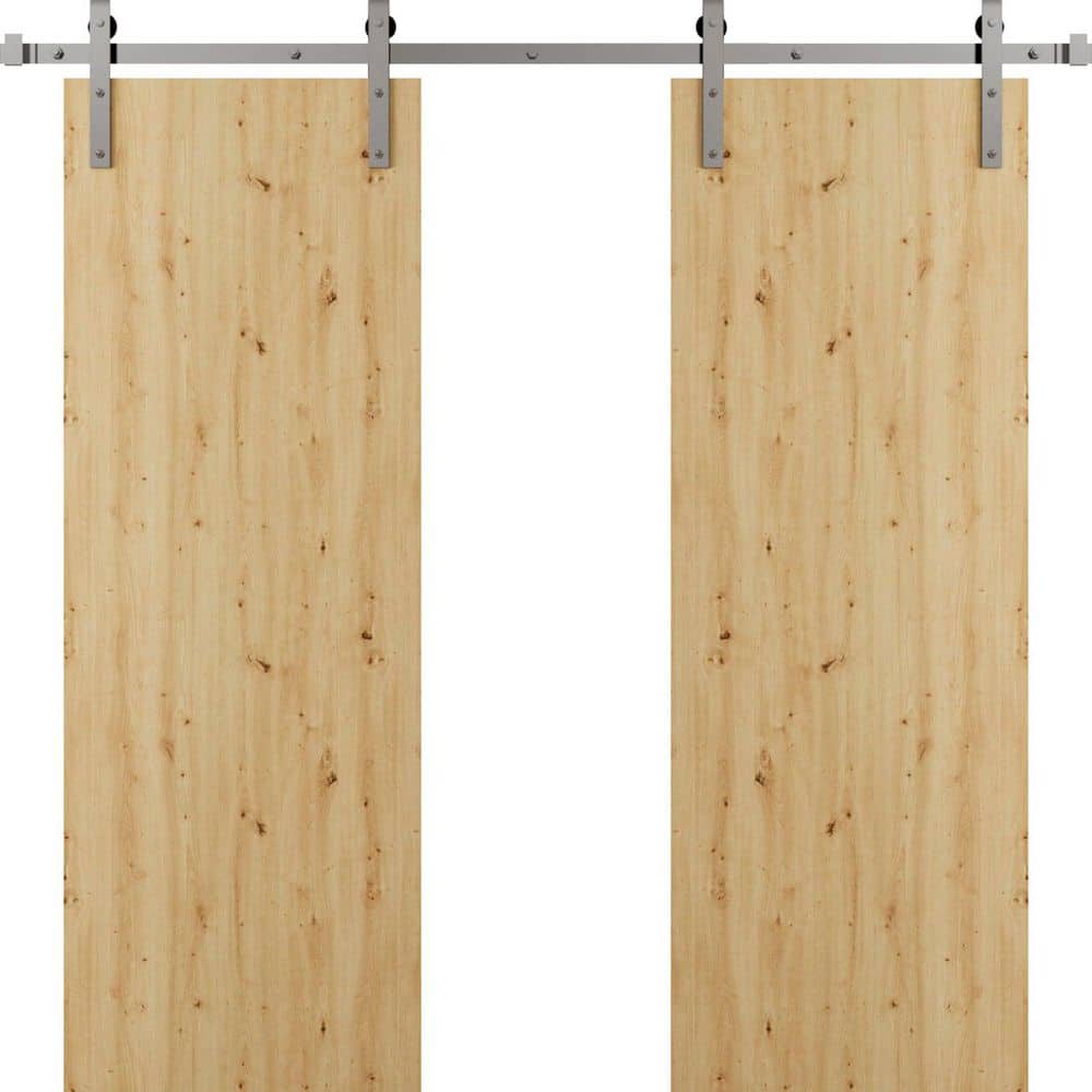 3011 72 in. x 80 in. Solid Core Caramel Oak Color Wood Sliding Barn Door with Hardware Kit price history on PriceWatchPro