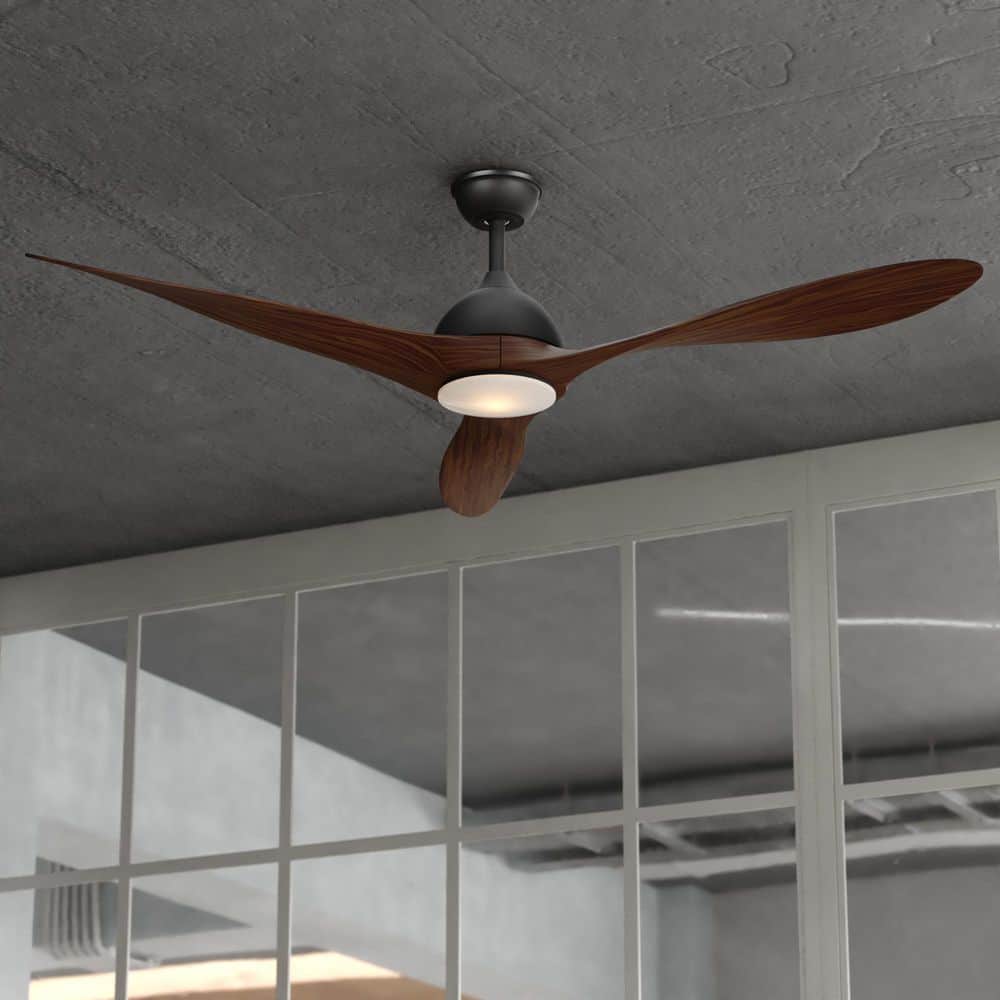 Long Grove 56 in. Black Deep Walnut Blades, Contemporary Ceiling Fan with Integrated LED Light Kit Included Remote Contr price history on PriceWatchPro