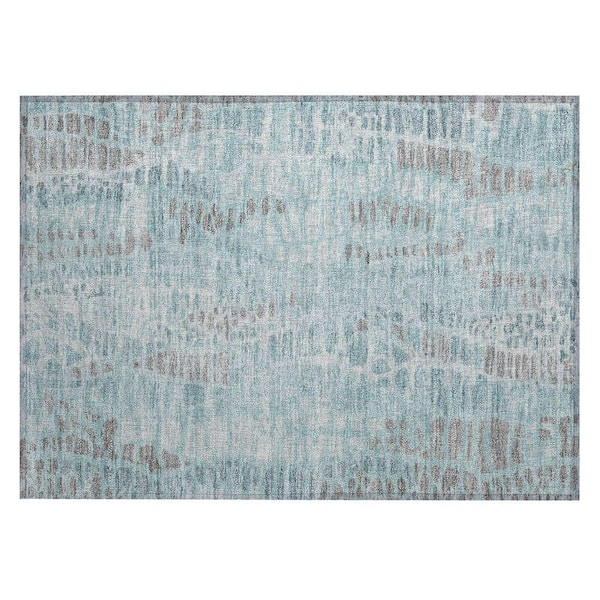 Chantille Machine Washable Indoor/Outdoor Abstract ACN2382 Teal 2 ft. x 3 ft. Accent Rug