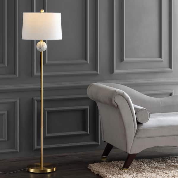 Vaughn 60 in. Modern Metal/Resin LED Floor Lamp, Brass Gold/White