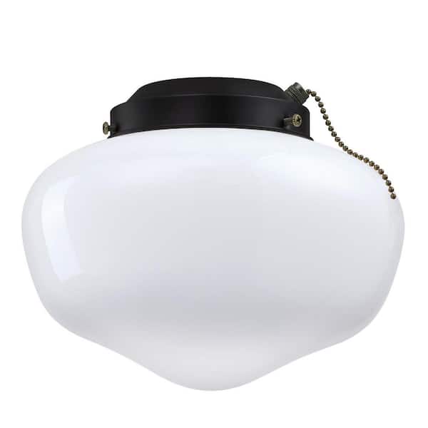 Westinghouse 1-Light LED Indoor/Outdoor Ceiling Fan Light Kit Schoolhouse, Matte Black with White Opal Glass