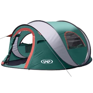 3-Person Green Instant Portable Beach Tent Easy Pop Up Shade Tents with 2-Doors and Carrying Bag for Hiking, Traveling