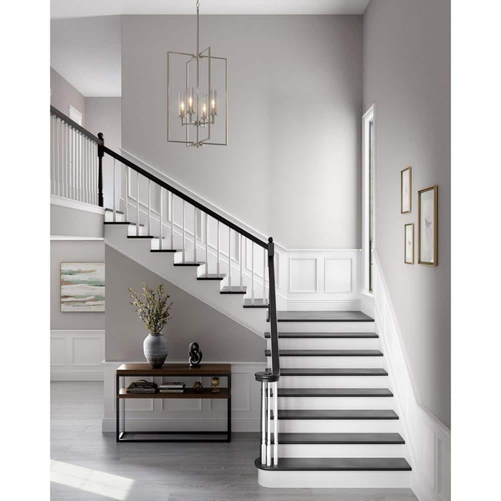 Kellwyn 4-Light Brushed Nickel and Clear Glass Foyer Pendant