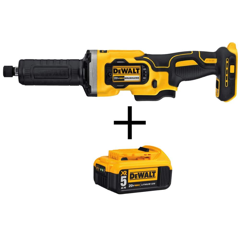 DEWALT 20V MAX Cordless Brushless 1-1/2 in. Variable Speed Die Grinder and (1) 20V MAX XR Premium Lithium-Ion 5.0Ah Battery -  DCG426BW205