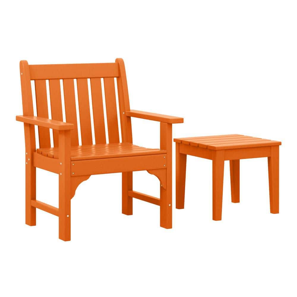 Laguna Outdoor Patio HDPE All Weather Fade Resistant Orange 2-Piece Garden Arm Chair w/ Side Table Lounge Set price history on PriceWatchPro