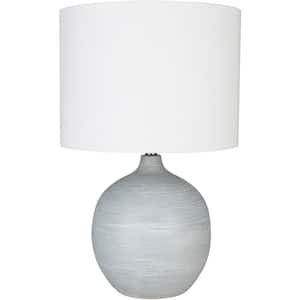 Bacopa 32 in. Light Gray Indoor Table Lamp with White Drum Shaped Shade