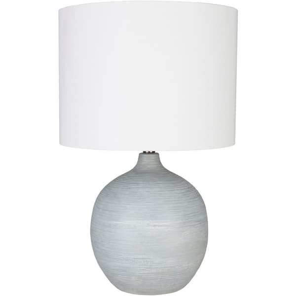 Artistic Weavers Bacopa 32 in. Light Gray Indoor Table Lamp with White Drum Shaped Shade