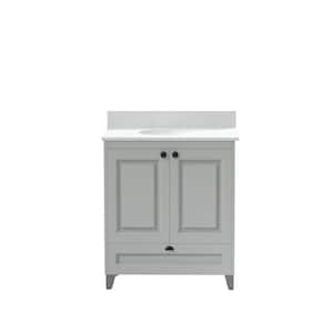 30 in. W x 21 in. D x 35 in. H Single Sink Freestanding Bath Vanity in Gray with White Engineered Stone Top