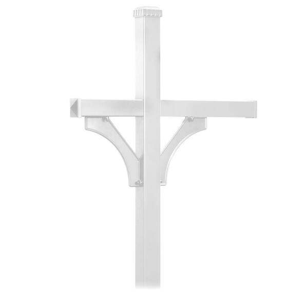 Salsbury Industries Deluxe 2-Sided In-Ground Mounted Post for 3 Mailboxes, White
