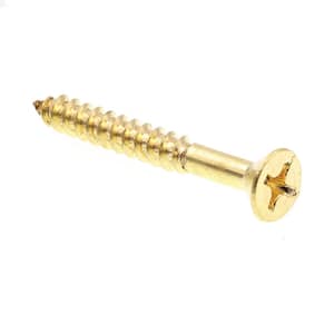 #14 x 2 in. Solid Brass Phillips Drive Flat Head Wood Screws (20-Pack)