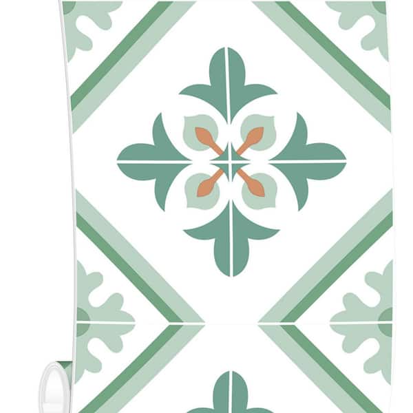 24 in. x 120 in. Vinyl Peel and Stick Backsplash Tile Stickers, Green Wall Tile for Kitchen (20 sq. ft. / Roll)