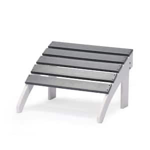 HDPE Plastic Outdoor Adirondack Ottoman Footrest in Gray and White
