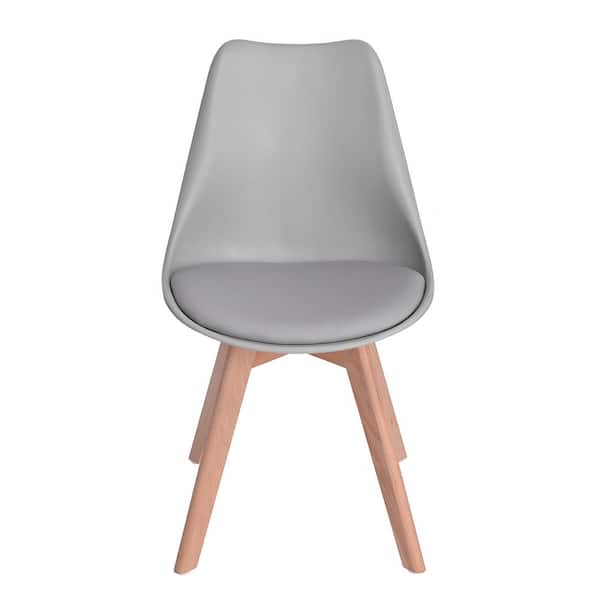 Homy Casa Gray Frankfurt Plastic Side Chair Wood Leg Dining Chair (Set of 4)