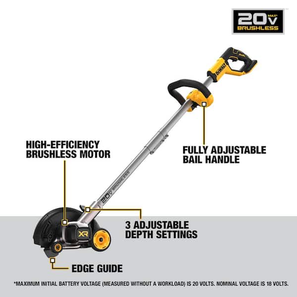 Buy DeWALT DCED400B Brushless Cordless Edger, Tool Only, 20 V, Lithium-Ion,  2 in D Cutting, 7-1/2 in Blade