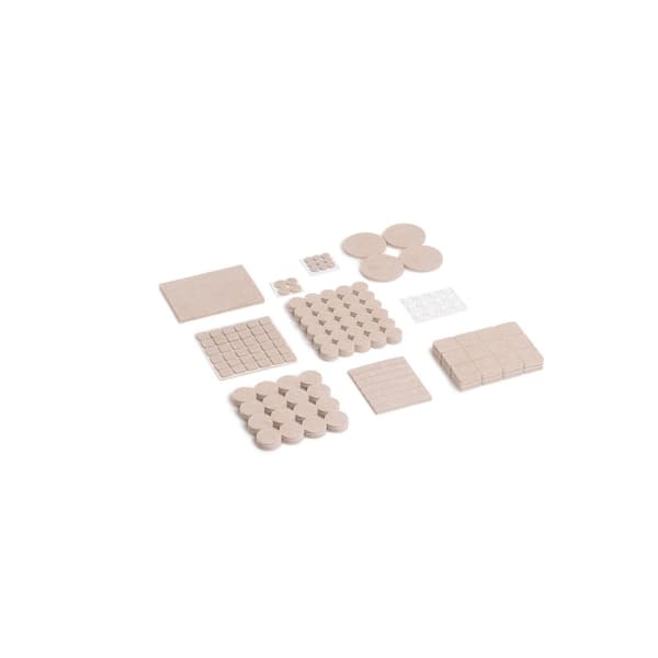 SUPER SLIDERS Assorted Beige Heavy-Duty Bumpers and Felt Pads (200-Pack)