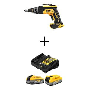 XR 20V MAX Lithium-Ion Cordless Brushless Screw Gun with POWERSTACK 20V Lithium-Ion 5Ah and 1.7Ah Batteries and Charger