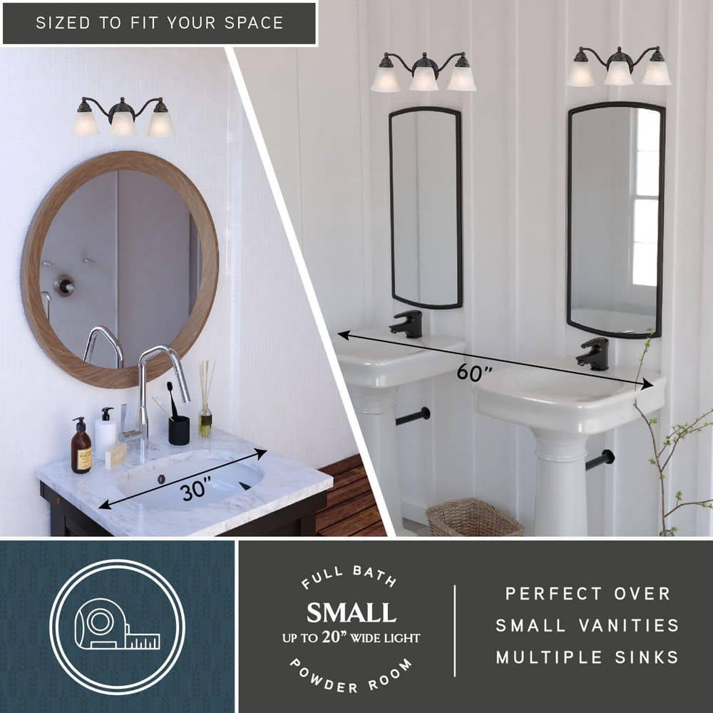 Elegant Oil Burnished Bronze Vanity Light with Alabaster Glass Shades