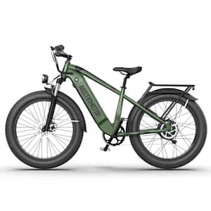 26 in. Fat Tire Dark Green Electric Bike for Adults