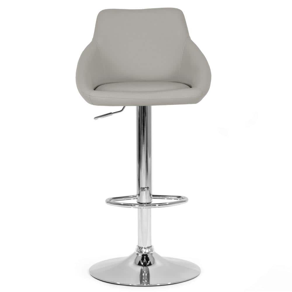 Gray Adjustable Swivel Wood and Metal Counter Stool