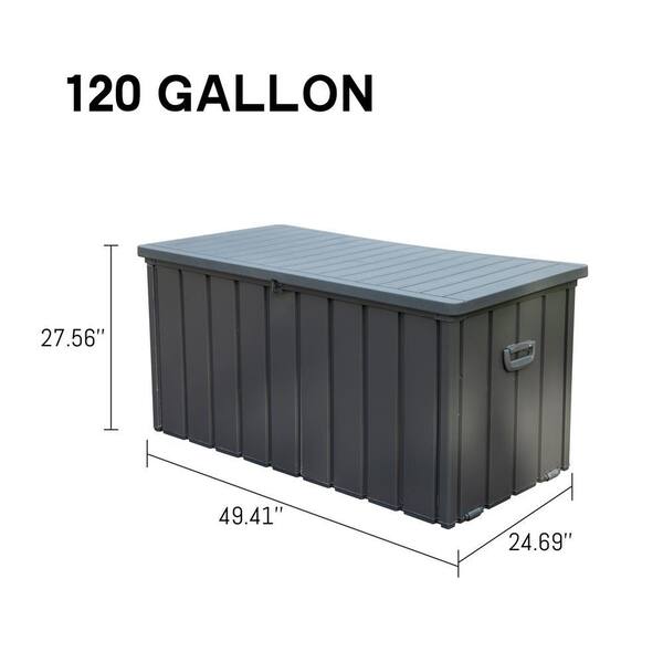 120 Gal. Gray Steel Waterproof Storage Deck Box with Resin Lid