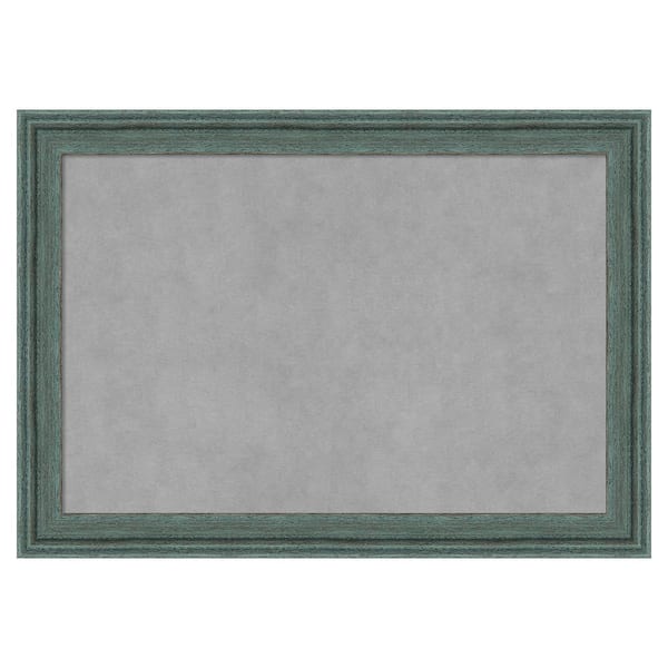 Amanti Art Upcycled Teal Grey 27 in. x 19 in Framed Magnetic Board
