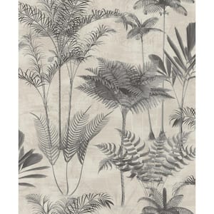 Kinabalu Charcoal Grey Rainforest Wallpaper Sample