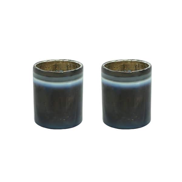 Grey Glass Votive Candle Holder (Set of 2)
