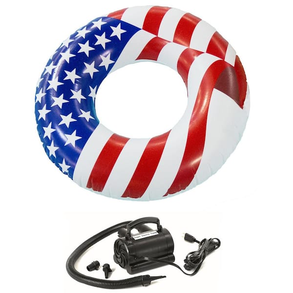 Swimline 36 Inflatable American Flag Pool Tube + 72 American Flag Raft