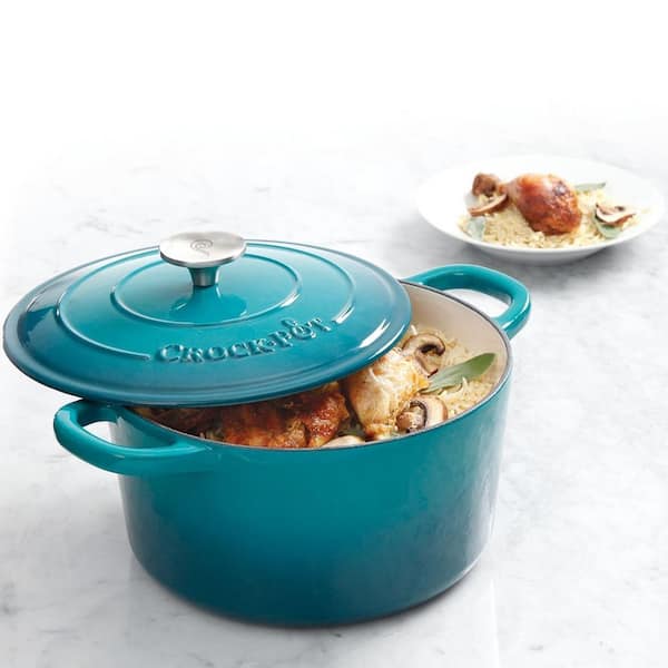 Crock-pot Artisan 5 Quarts Enameled Cast Iron Dutch Oven Aqua - Blue