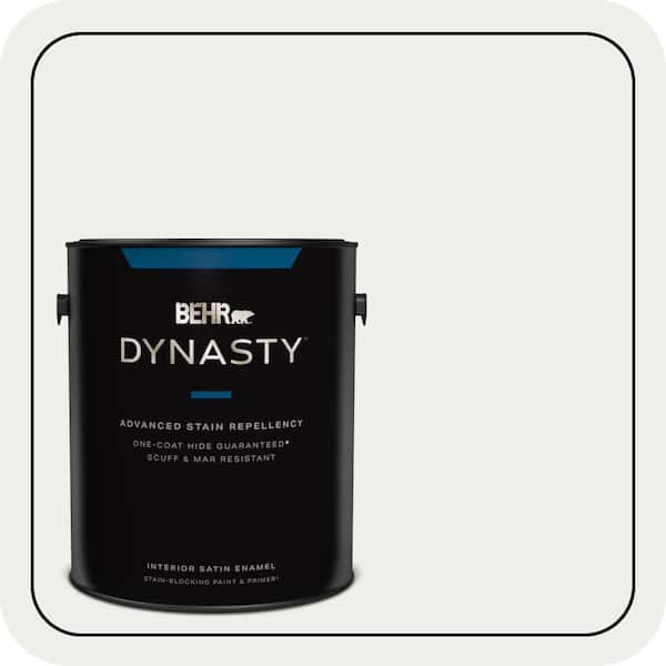BEHR DYNASTY 1 gal. Designer Collection #DC-004 Winter White Satin Enamel Interior Stain-Blocking Paint & Primer