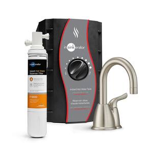 Invite HOT150 Instant Hot Water Dispenser Tank w/ Standard Filtration System and 1-Handle Faucet in Satin Nickel