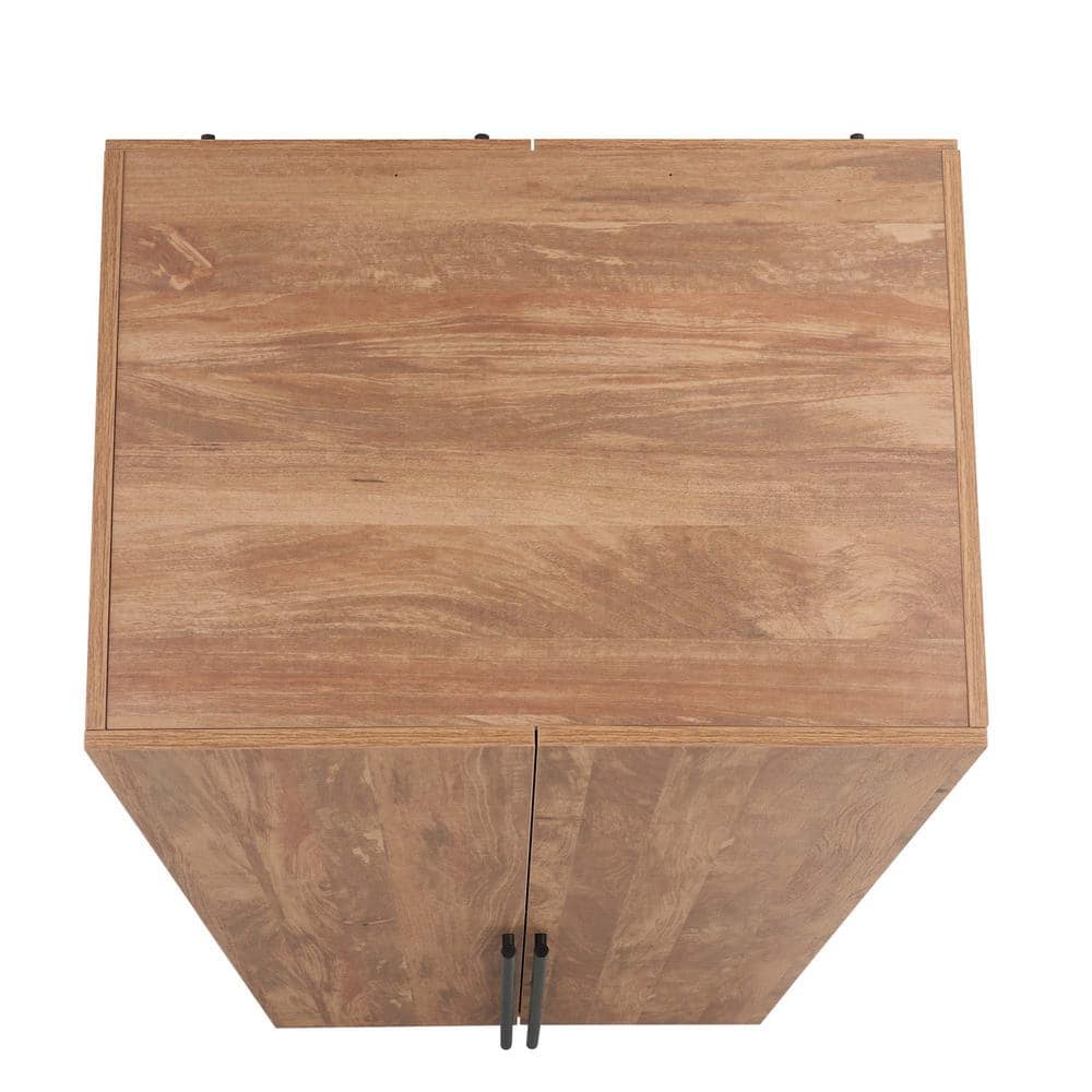 Golden Brown Tall Freestanding Wardrobe with Black Metal Handles