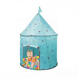Blue Kids Foldable Princess Castle Play Tent, House Toy for Indoor and Outdoor