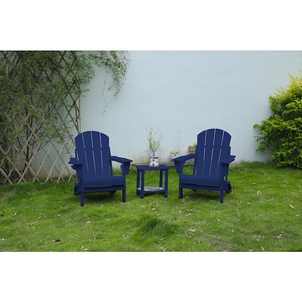 Blue Folding Wood Texture Adirondack Chair (3-Pack) (Includes 2