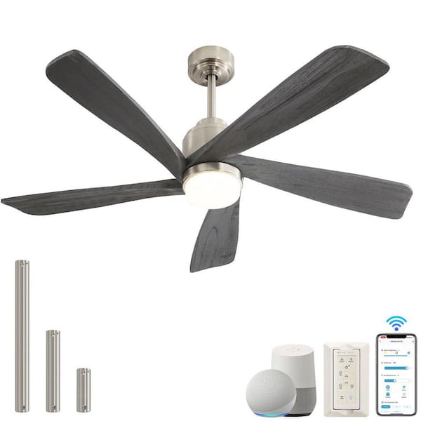 52 in. Indoor Nickel Integrated LED Smart Ceiling Fan with Light Kit and Remote Control Included