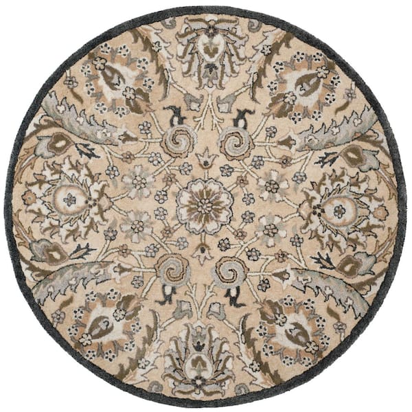 SAFAVIEH Bella Beige/Multi 5 ft. x 5 ft. Round Floral Area Rug