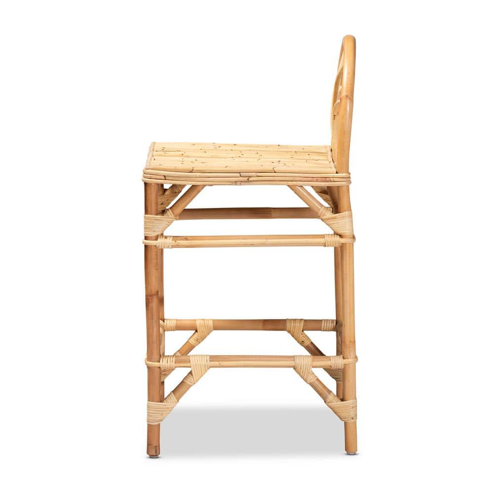 Seville Handmade Rattan Natural Counter Stool with Curved Backrest