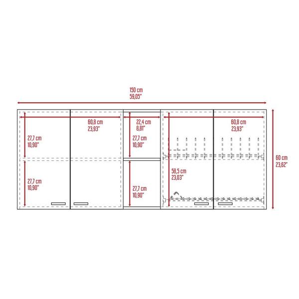 Adrinfly 12.40 in. W x 59.10 in. D x 23.60 in. H Particle Board Ready to Assemble Upper Base Kitchen Cabinet in White